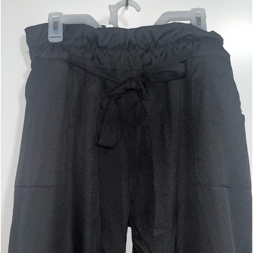SHEIN Plus Size Black Paperbag Waist Pants